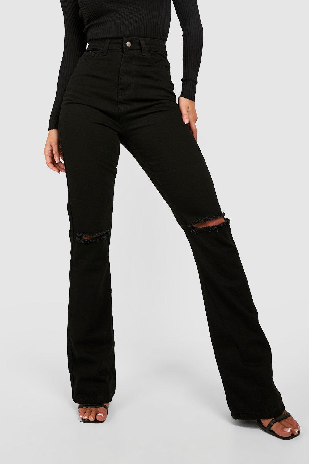 Destructed bootcut sale jeans